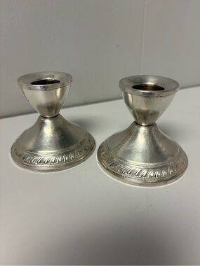 Set of VTG  Sterling Silver Weighted Candle Holders by Duchin Creation 2.5” Tall